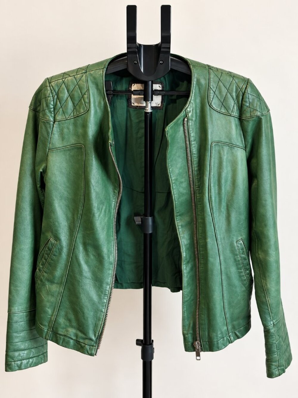 Emerald Green Faux Leather Moto Jacket